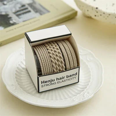 Summer Highly Elastic Rubber Band Women's Hair Rope Headdress Simple Woven Headband Durable Rice Coffee - Shop at LoveMi