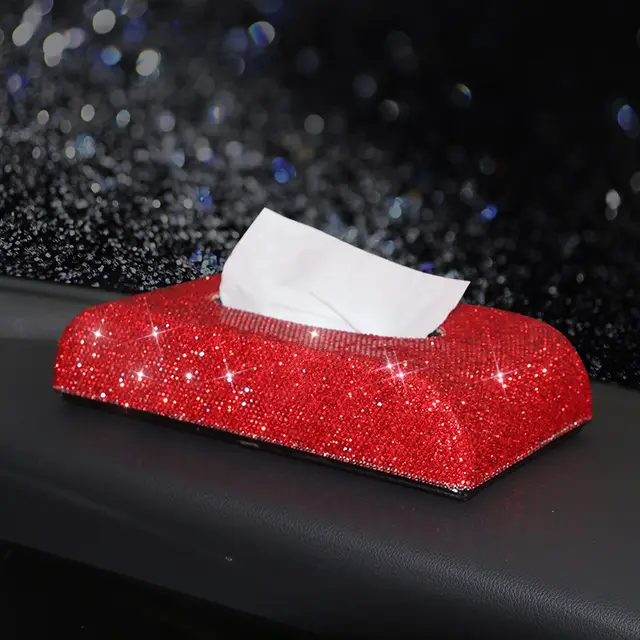 Tissue Box For Car Diamond Car Napkin Paper Box Red - Shop at LoveMi