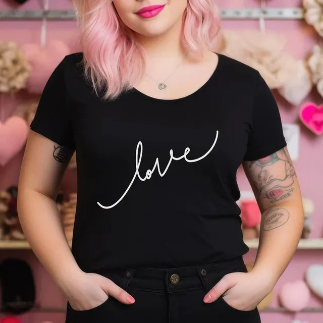 European And American Digital Printing Casual Round Neck Short Sleeves T shirt Black With White Characters - Shop at LoveMi