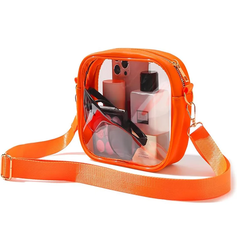 Transparent PVC Messenger Bag Women's Waterproof Orange - Shop at LoveMi