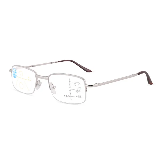 Remote And Near Dual purpose Reading Glasses Smart Zoom Anti blue Light Silver - Shop at LoveMi