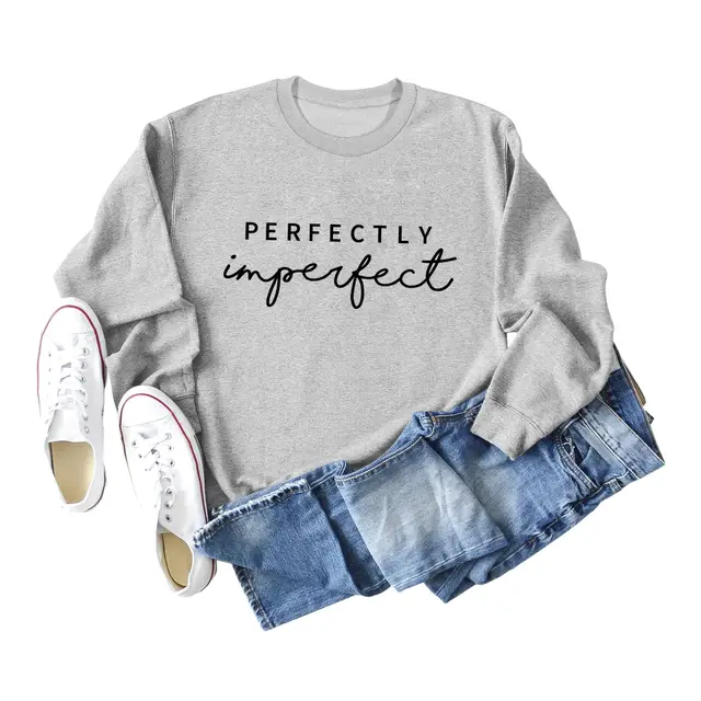 PERFECTLY Imperfect Simple Round Neck Women's Long Sleeve Sweater Gray And Black - Shop at LoveMi