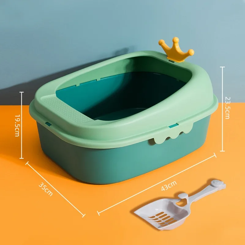 Crown Litter Box Oversized Full Semi enclosed Mint Green Small Size - Shop at LoveMi