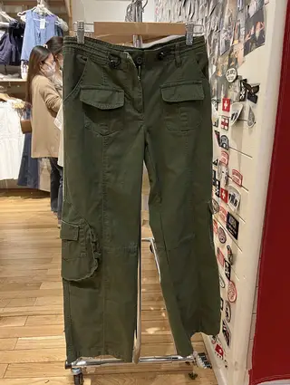Multi-pocket American High Waist Straight Casual Pants - Army Green