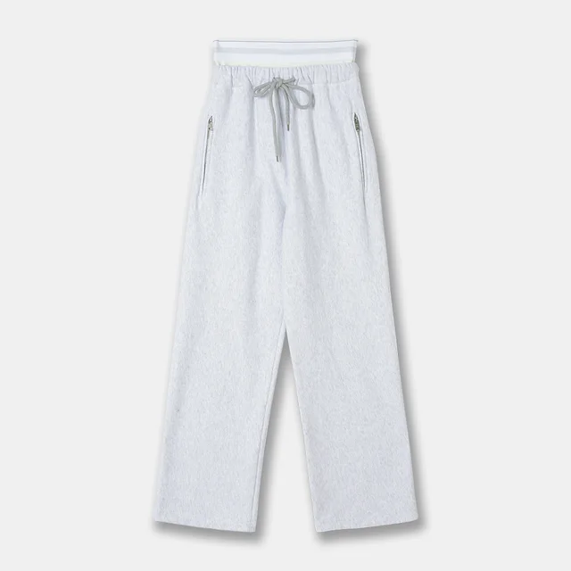 Women's Underwear Stacked Wide Leg Track Pants Shallow Flower Ash - Shop at LoveMi
