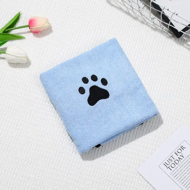 Dog Cat Quick drying Bath Towel Soft Absorbent Coral Fleece Pet Bath Towel Sky Blue - Shop at LoveMi