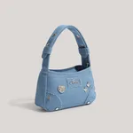 Retro Minority Design Small Handbag Summer New Metal XINGX Denim - Blue