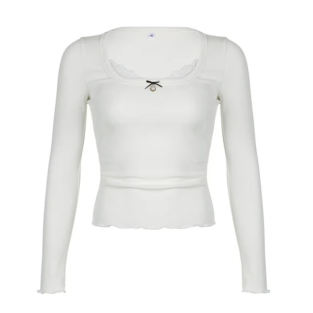 Solid Color Long sleeved T shirt Bottoming Shirt Beige - Shop at LoveMi