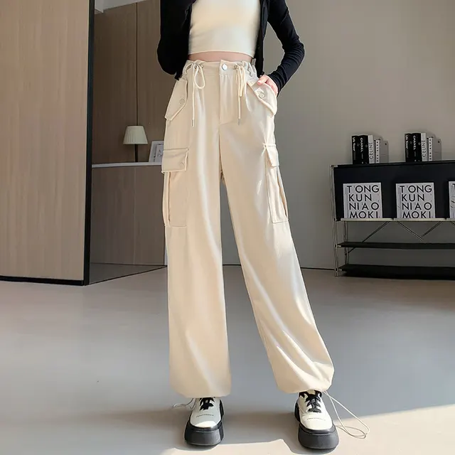 Women's Autumn And Winter High Waisted Loose Casual Pants Apricot - Shop at LoveMi
