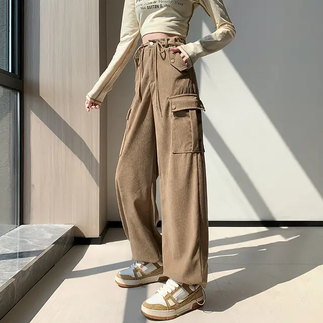 Women's Autumn And Winter High Waisted Loose Casual Pants Khaki - Shop at LoveMi