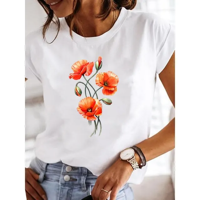 Women's Leopard Print Love Casual Retro Printed Plus Size Women's Clothing White T Short Sleeve Women Laqa30112 - Shop at LoveMi