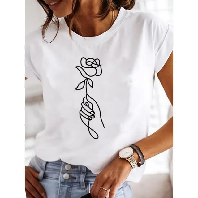 Women's Leopard Print Love Casual Retro Printed Plus Size Women's Clothing White T Short Sleeve Women Laqa30120 - Shop at LoveMi