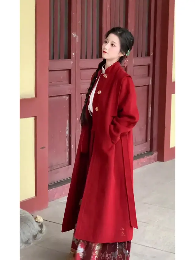 Marriage Red Woolen Coat Woman Long Style - Shop at LoveMi