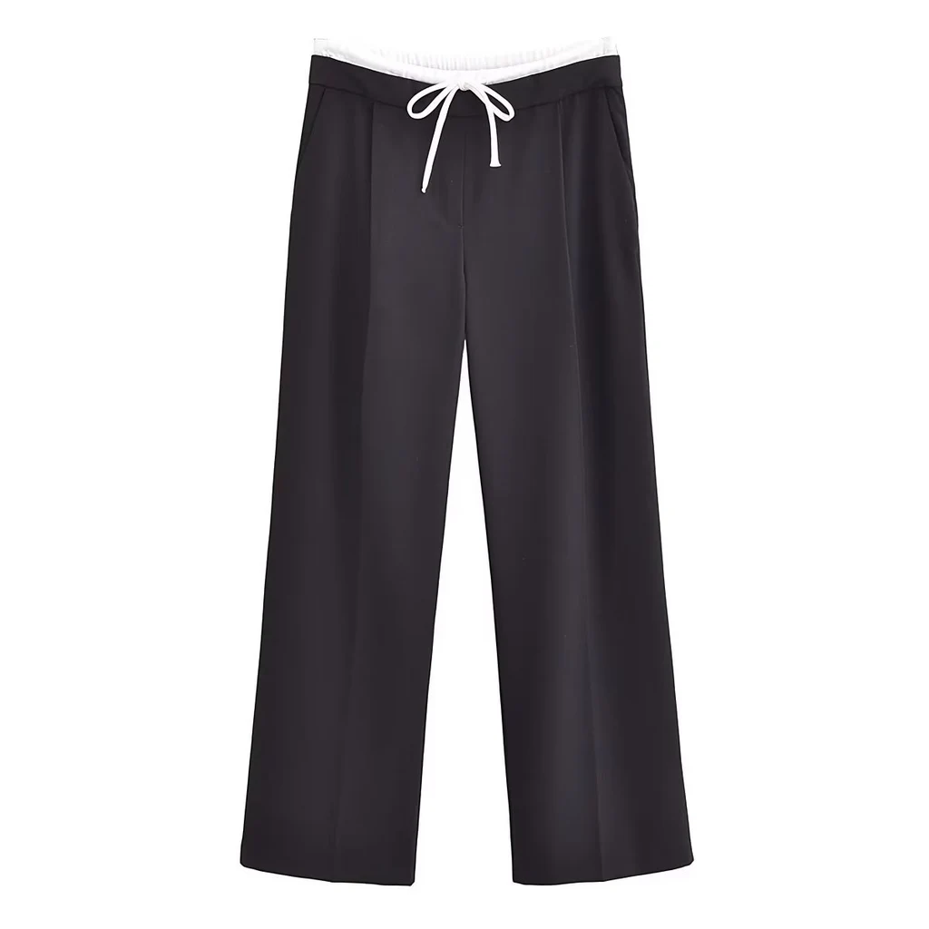 Knot Design Lace-up Side Zip Casual Trousers