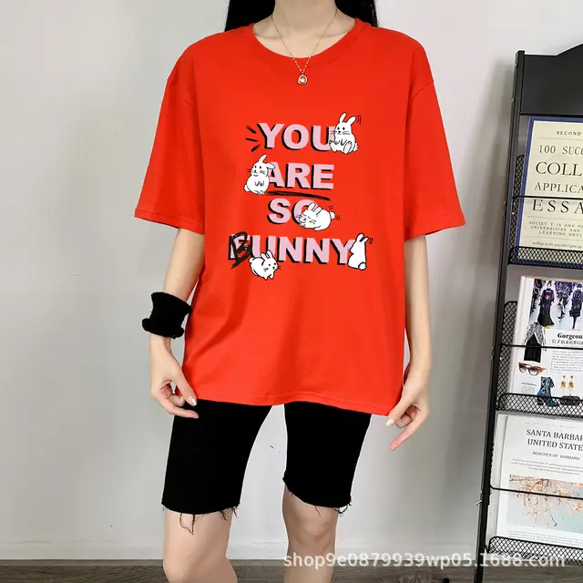 Rabbit Cotton Schoolgirl Short Sleeve Top Red - Shop at LoveMi