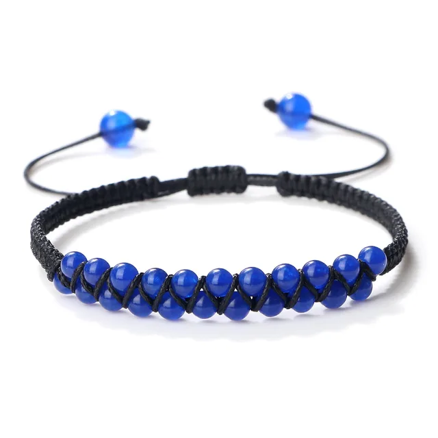 Bohemian Style Fashion Accessories Friendship Rope Bracelet Double Row Beads Dark Blue Golden Blue - Shop at LoveMi