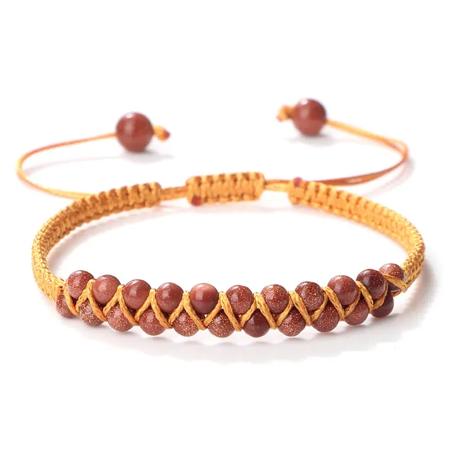Bohemian Style Fashion Accessories Friendship Rope Bracelet Double Row Beads Orange - Shop at LoveMi