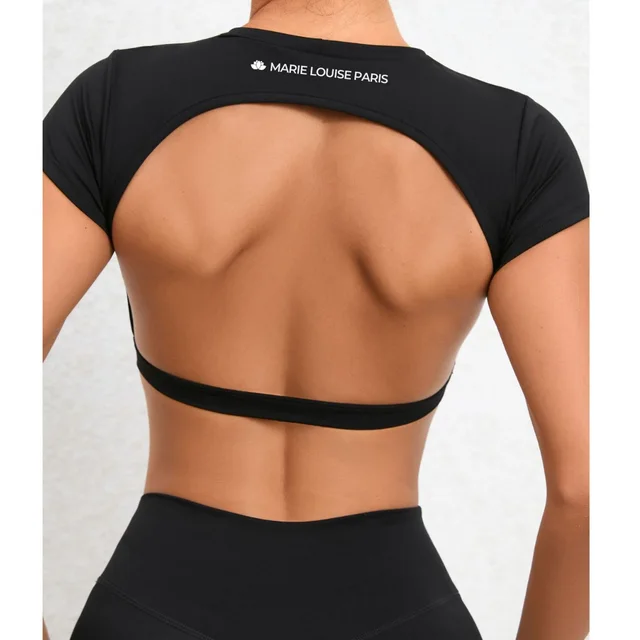European And American Sports Top With Chest Pad Backless Short Black - Shop at LoveMi