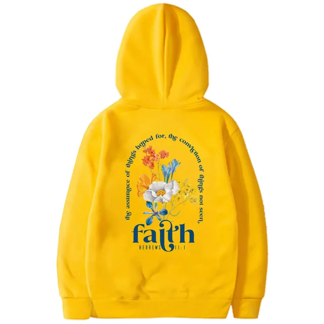 Aesthetic Christian Hoodies Bible Verse Hoodie Women Yellow - Shop at LoveMi
