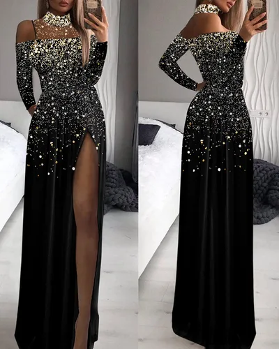 Trendy Shiny Mesh Dusting Powder Stitching High end Elegant Jumpsuit Xl 0927 Shiny - Shop at LoveMi