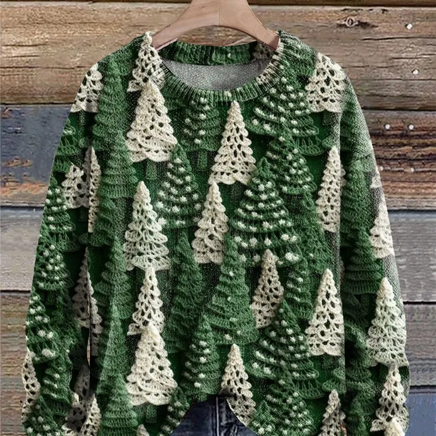 Women's Christmas Casual Round Neck Long Sleeve Sweater 2 Style - Shop at LoveMi