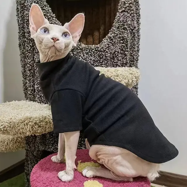 Hairless Cat Clothes Thermal Base Deep Black Color - Shop at LoveMi