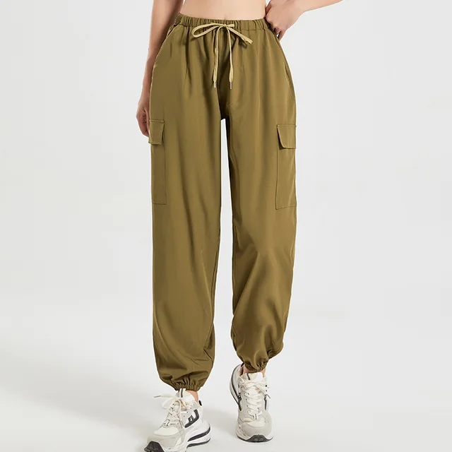 Loose Sport Women's Thin Ankle tied Sweatpants Running Sports Yoga Pants Army Green - Shop at LoveMi