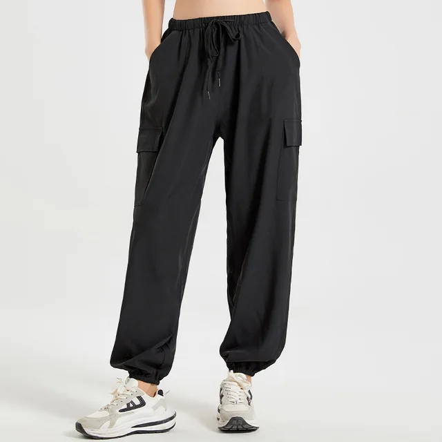 Loose Sport Women's Thin Ankle tied Sweatpants Running Sports Yoga Pants Black - Shop at LoveMi