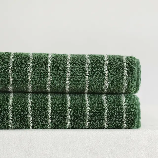Parent child Large Rhombus Striped Long staple Cotton Yarn dyed Household Towels Bath Green Wide Stripe - Shop at LoveMi