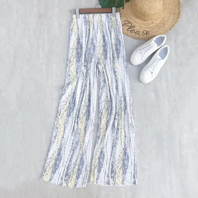 Spring And Summer Women's Wide legged Pants High Waist Pleated Snake Print White - Shop at LoveMi