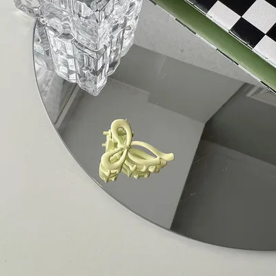 Color Bow Mini Side Bangs Small Jaw Clip Side Clip Princess Hair Claw Yellow - Shop at LoveMi