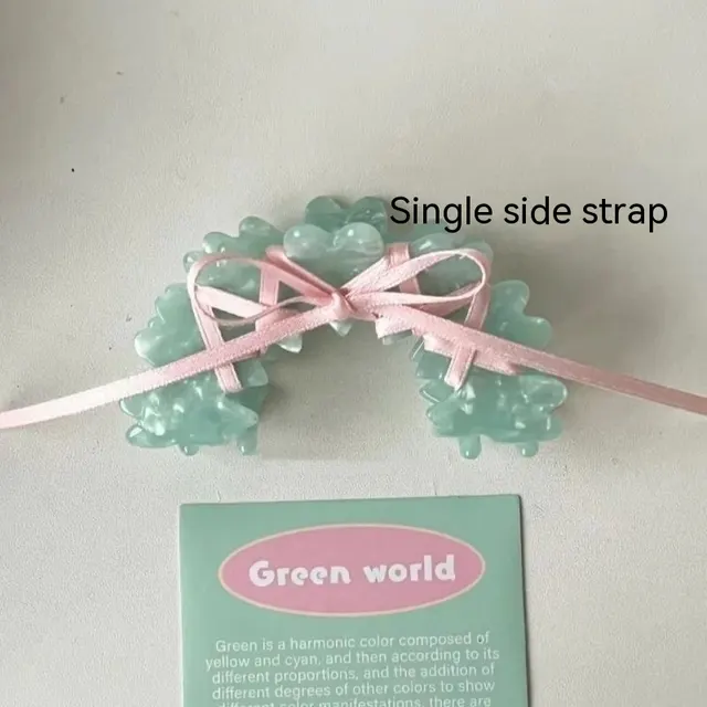 Ballet Ribbon Bow Manual Barrettes Mint Green Strap Grip - Shop at LoveMi