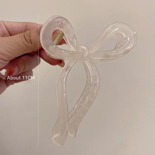 Acrylic Bow Claw Clip Champagne - Shop at LoveMi