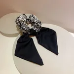 Black Floral Streamer Hair Tie