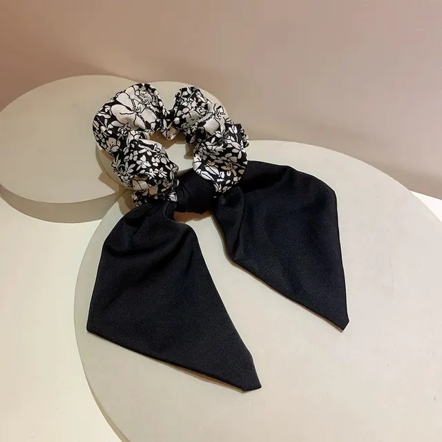 Floral Pearl Bow Headdress Big Hairpin Women Black Floral Streamer Hair Tie - Shop at LoveMi