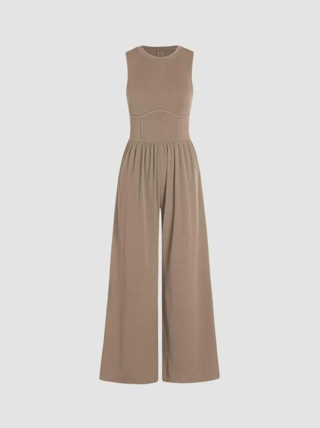 Solid Color Vest High Waist Slim Fit Bodysuit Camel - Shop at LoveMi