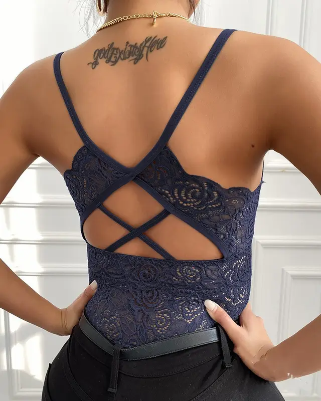 Lace Plus Size Sling Outerwear Vest Blue - Shop at LoveMi