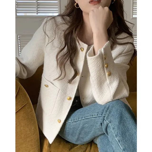 Sweater Loose Lamb Wool Design Sense Thickening Cardigan Coat White - Shop at LoveMi