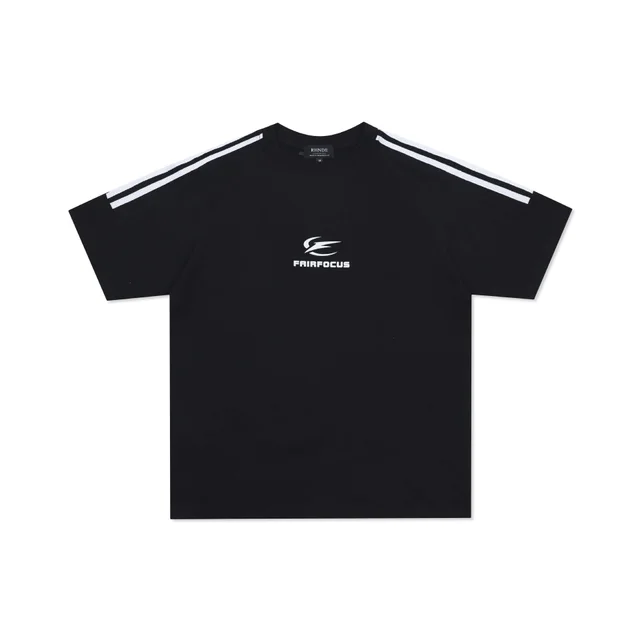 American Three Bars Letter Print Short sleeve Black - Shop at LoveMi