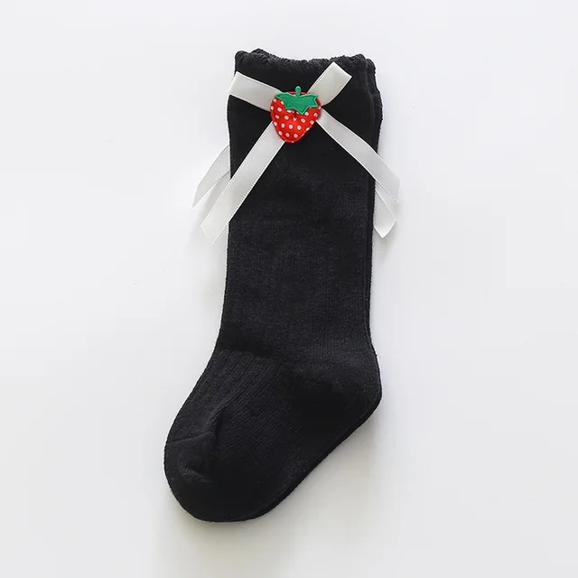 Girls' Stockings Korean Style Ins Bow Baby Princess Socks Long Tube Baby Calf Socks Spring And Autumn Children's Cotton Socks Black - Shop at LoveMi