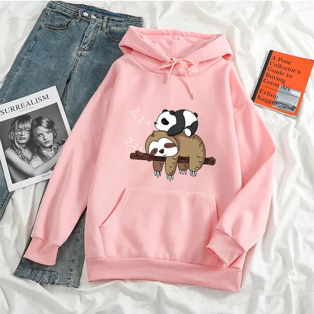 Women's Anime Print Long Sleeve Loose fitting Casual Pullover Pink - Shop at LoveMi