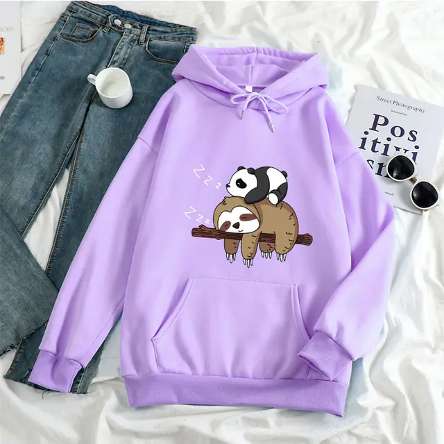 Women's Anime Print Long Sleeve Loose fitting Casual Pullover Purple - Shop at LoveMi