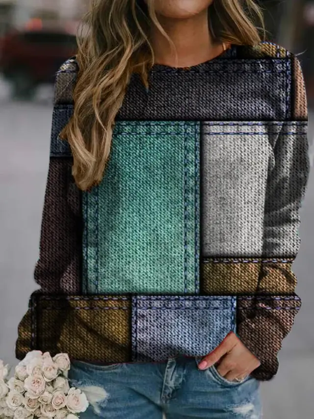 Women's 3D Digital Floral Print Long Sleeve Pullover - Shop at LoveMi