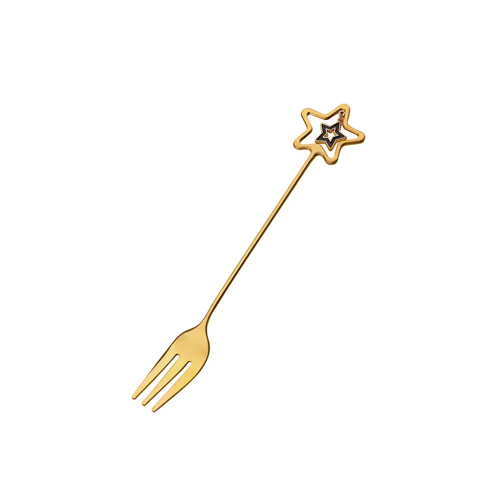 Creative 304 Cherry Blossom Dessert Coffee Cocktail Stirring Ice Spoon Hand Gift - Xingx Pendant Fork Gold