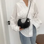 Denim Bag Female Diamond Embroidery Thread Chain Messenger Bag - Black