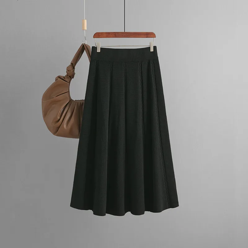 Mid length Autumn And Winter Knitting Skirt Black - Shop at LoveMi