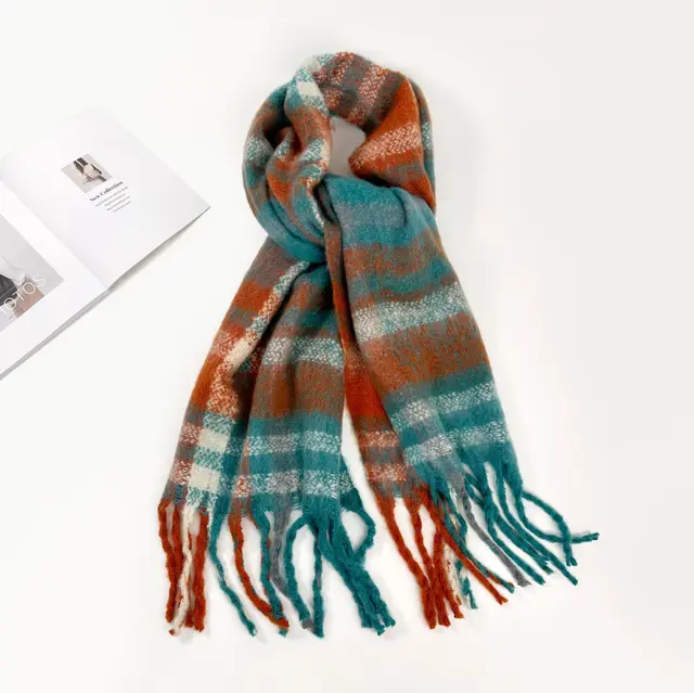Women's Autumn And Winter Mohair Scarf Hm10 Cyan - Shop at LoveMi