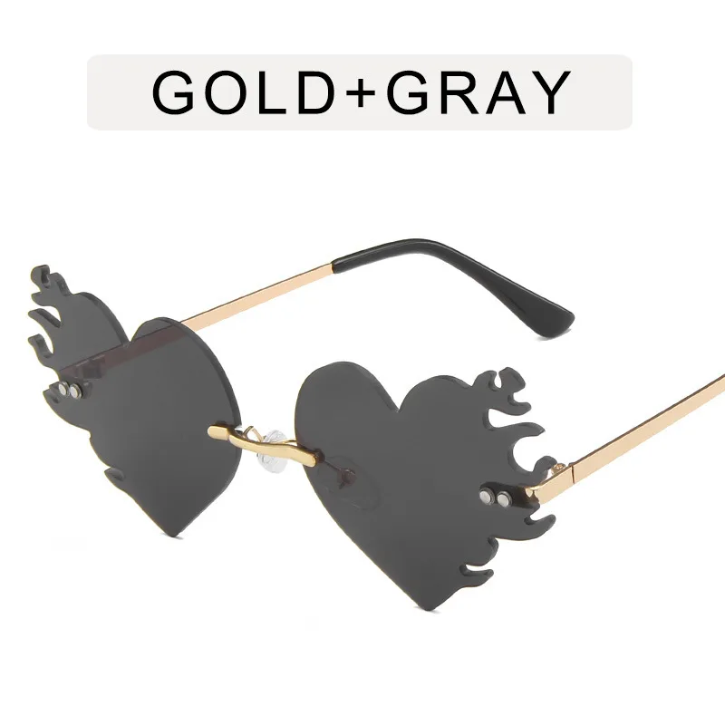 New Metal Frameless Love Flame Sunglasses As Shown In The Picture - Shop at LoveMi