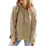 Solid Color Long Sleeve Pullover Women Casual Loose Sweatshirt - Lc25316272 P6016-M
