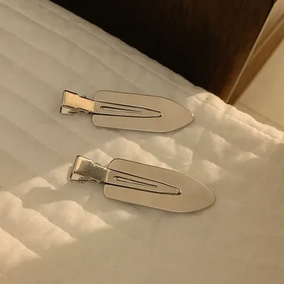 Small Leaf Duckbill Clip DIY Seamless Hair Clip Handmade Material Metal Silver Single - Shop at LoveMi
